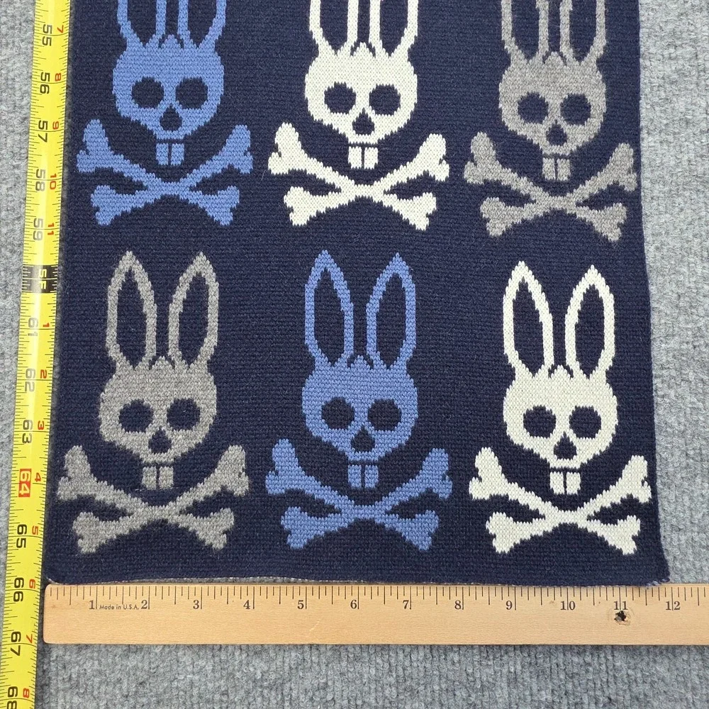 Psycho Bunny Scarf Blue AOP 100% Cashmere 65